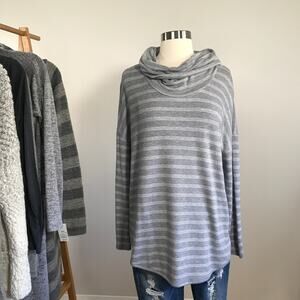 Lou & Grey • Striped Cowl Top in Lazy Grey Melange